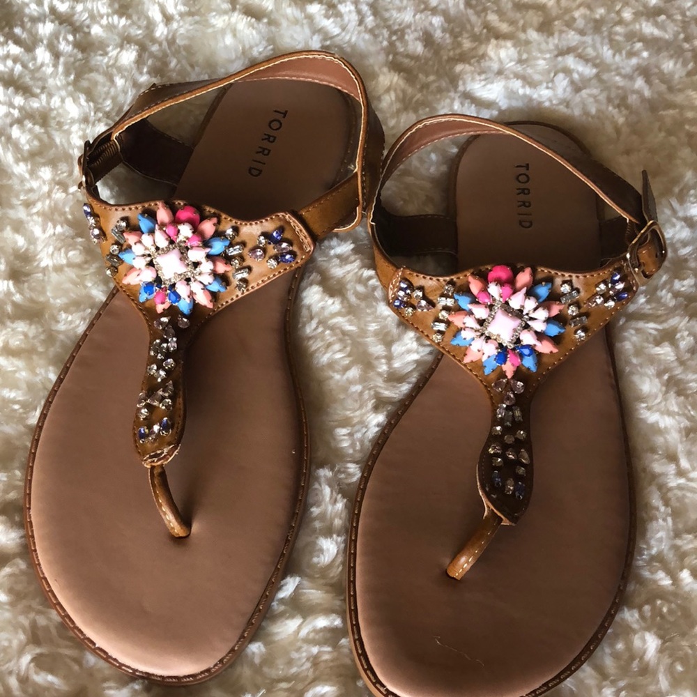 Torrid Tan multi color stone Sandals